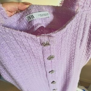 Zara Midi Tweed texture lilac dress (XL)